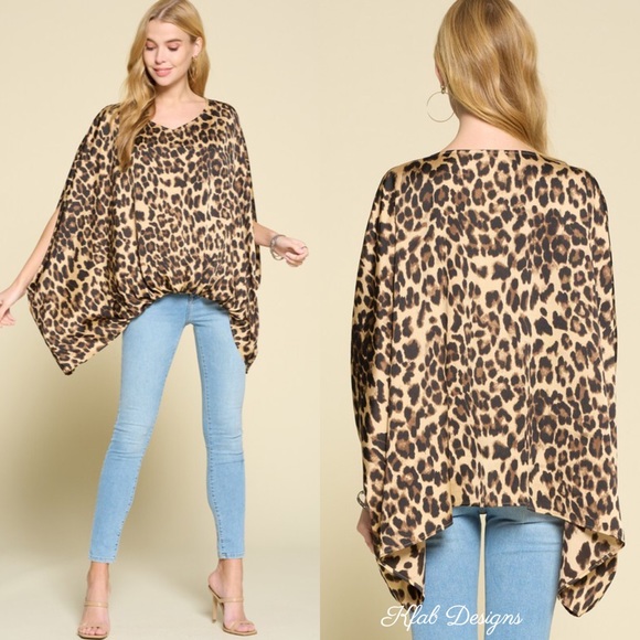 ❤️LAST! V Neck Leopard Poncho Style Top! - Picture 2 of 7